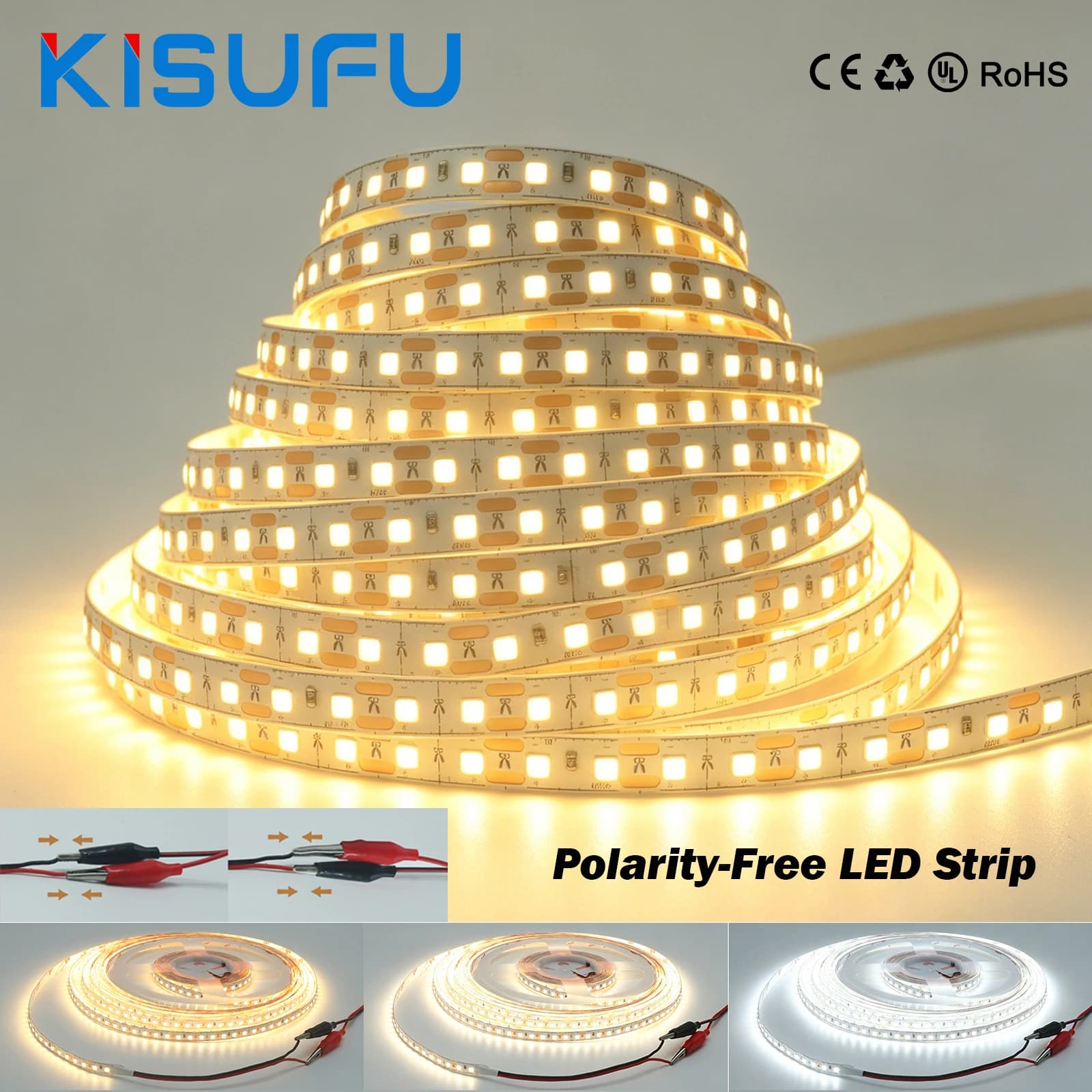 24V 10M 5M LED Strip Light No Polarity Hight Bright 120LEDs/M White Natural Warm Flexible Tape Kitchen Room Car TV Night Light
