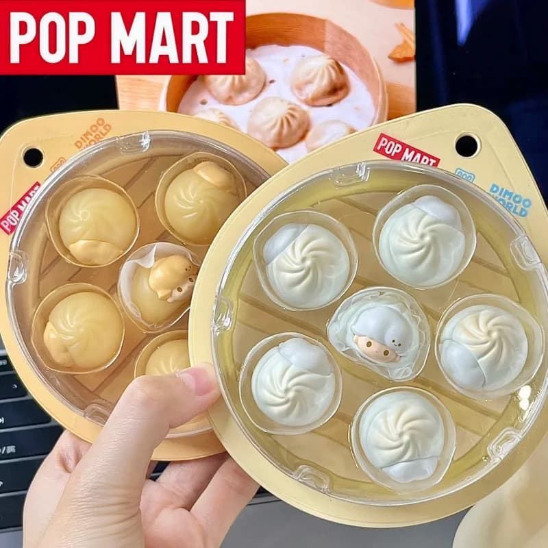POP MART POPBEAN DIMOO WORLD Xiaolongbao Shanghai Limitation Series Blind Box Anime Figure Ornament Desktop Doll Model Toy Gift