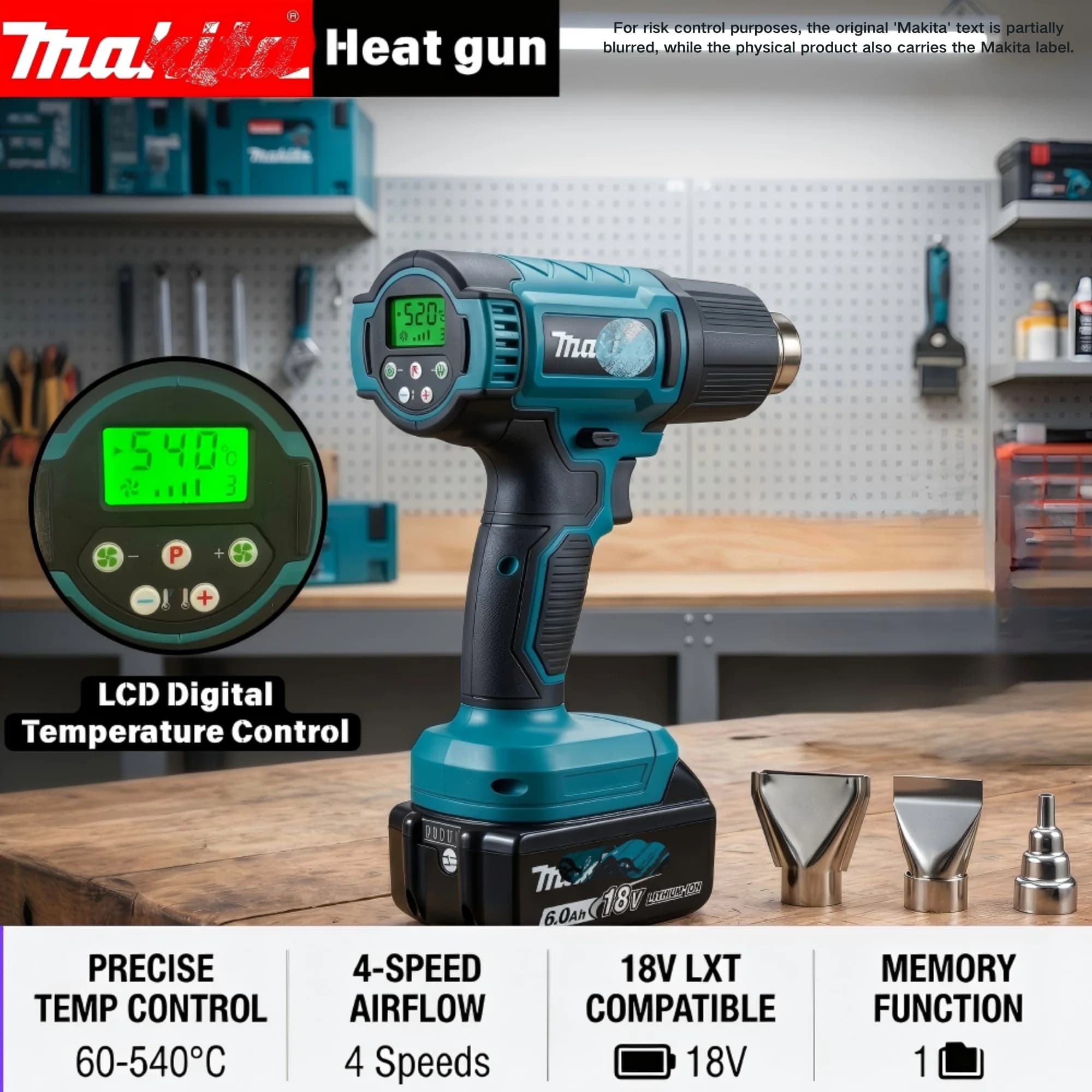 Makita 18V Industrial Gun Handheld Electric Heat Gun Temperatures Heat Gun Cordless Hot Air Adjustable For MAKITA 18V Battery