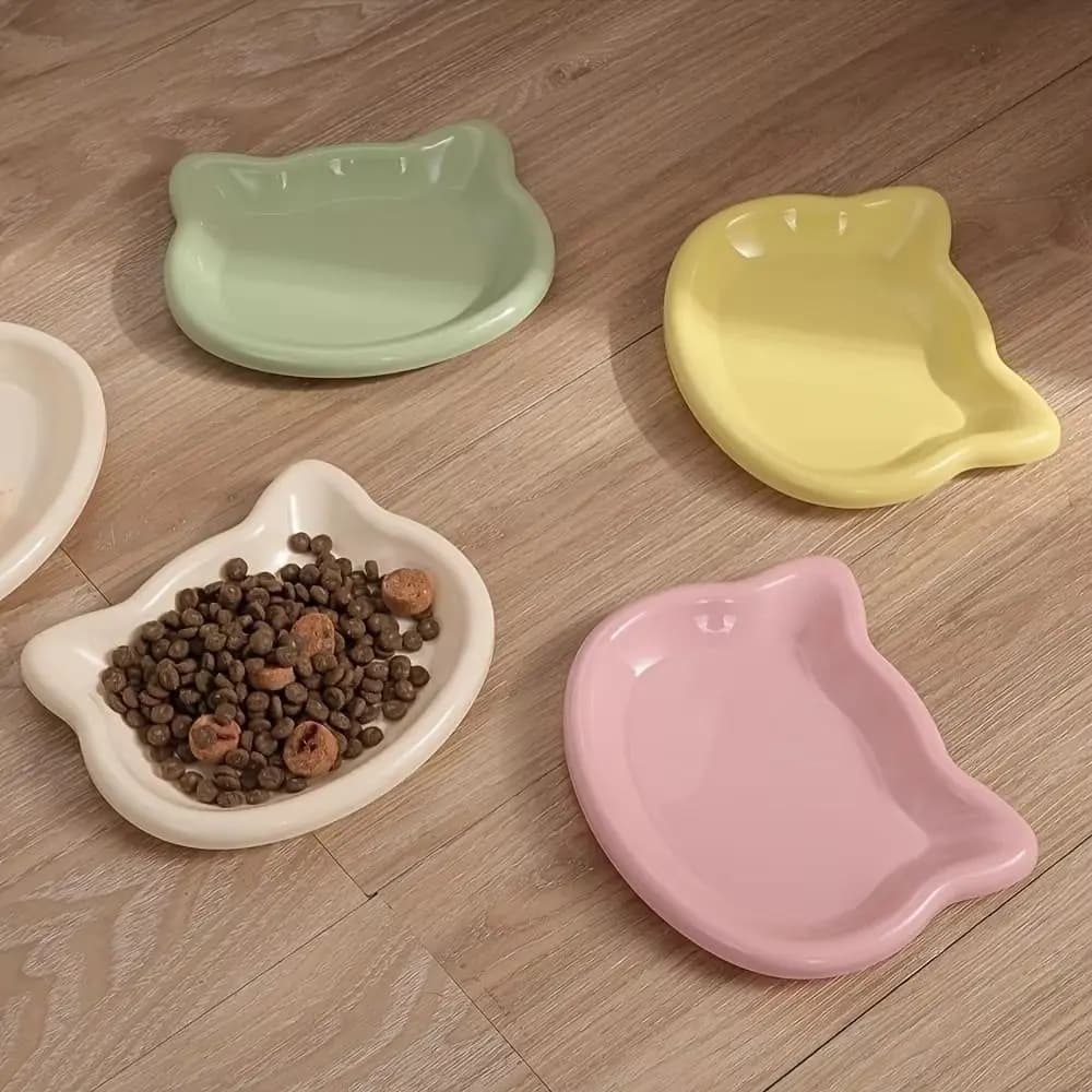 Ciotola per Gatti a Forma di Gatto Carino, Piatto Antiscivolo in Plastica Anti-Ribaltamento per Cibo e Acqua, per l'Alimentazione degli Animali Domestici