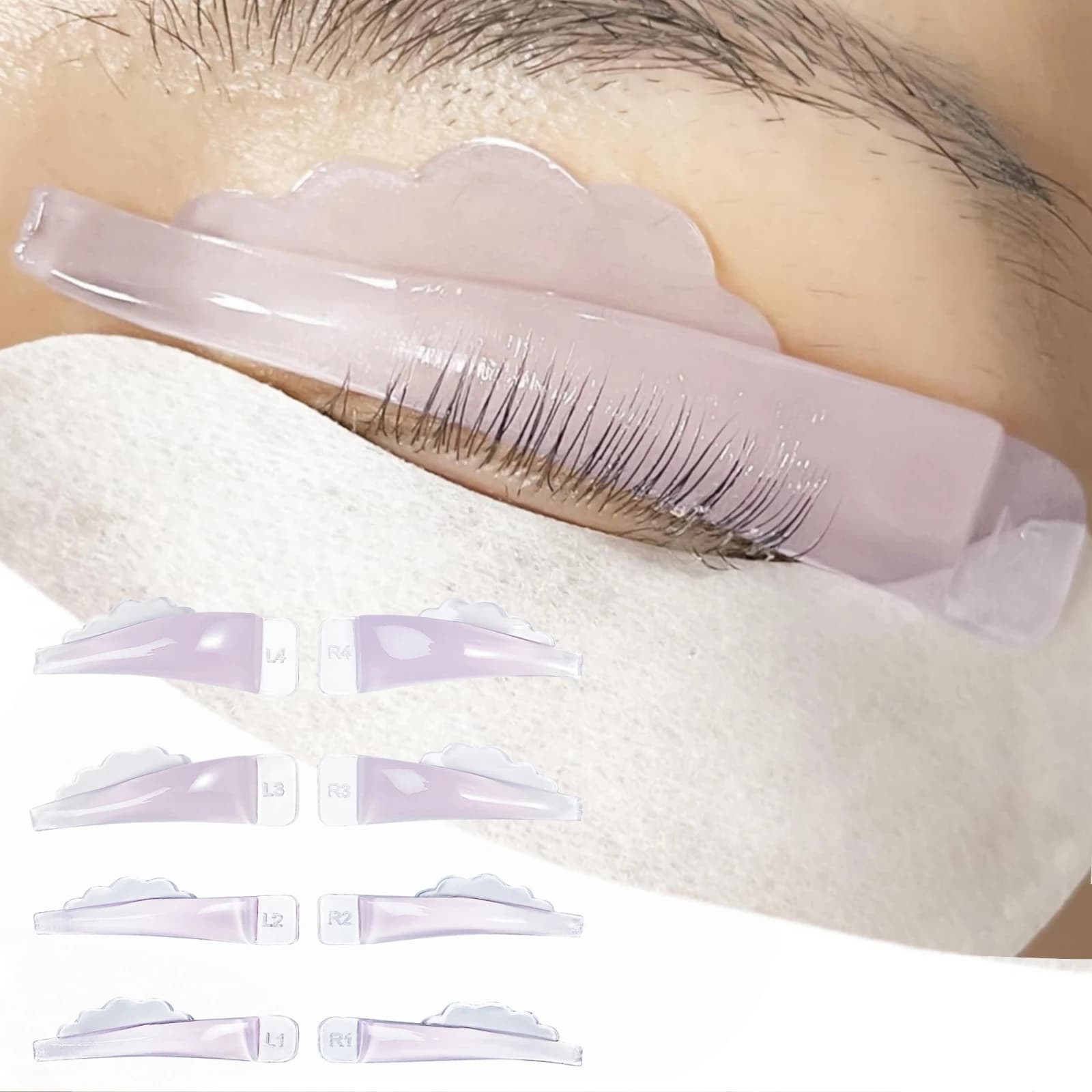 Lomansa 4 Paia J/C Curl Silicone Ciglia Perm Pad Eyelash sticky rods Shield 3D Lifting Folder Accessories Makeup Tools