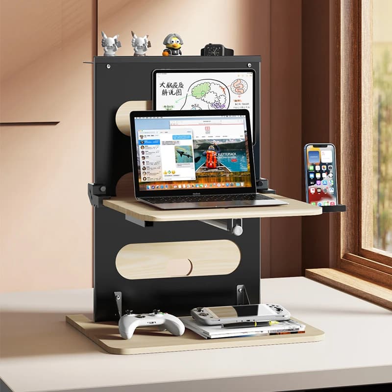 ‌Ergonomic Lift Laptop Stand Height Adjustable Standing Desk Converter Monitor Storage Rack Office Workstation Organizer