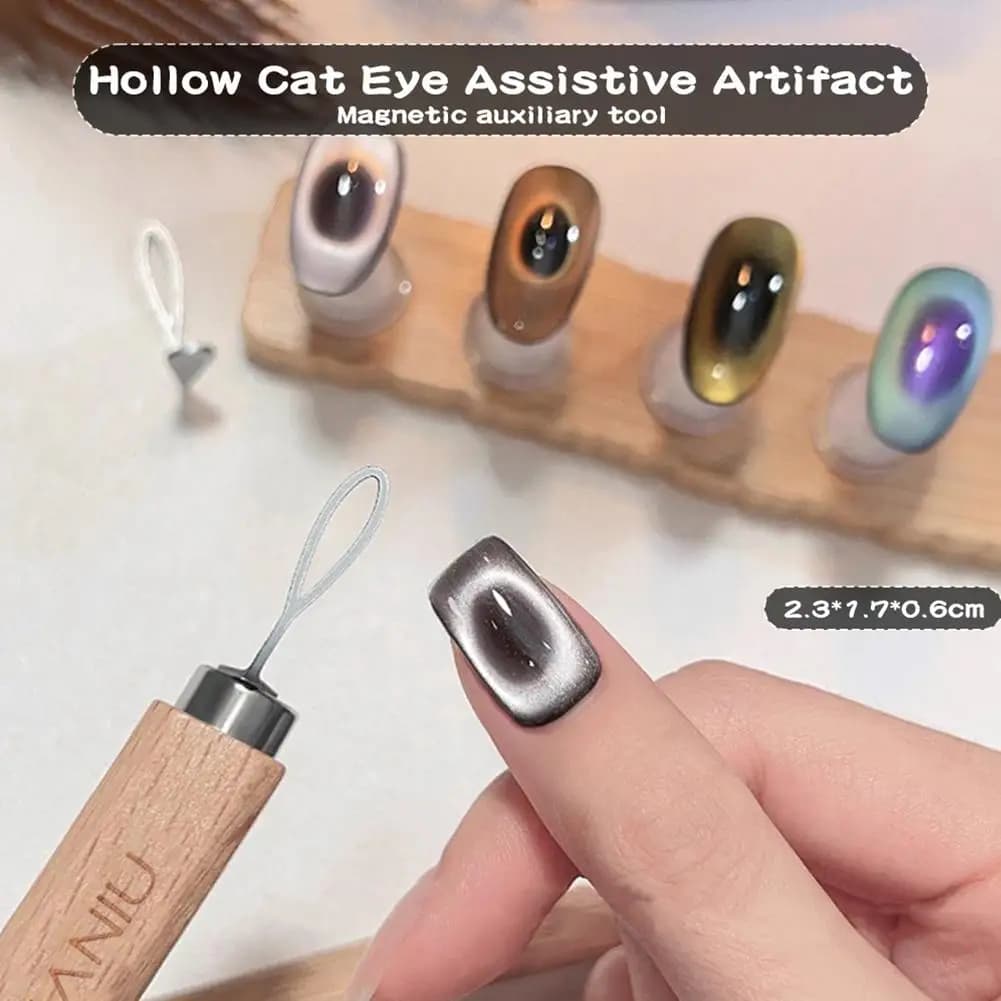 Strumento Ausiliario Magnetico a Occhio di Gatto Ovale, Compatibile con Magnete per Unghie, Effetto Occhio di Gatto Cavo, Strumento Fai-da-Te per Nail Art