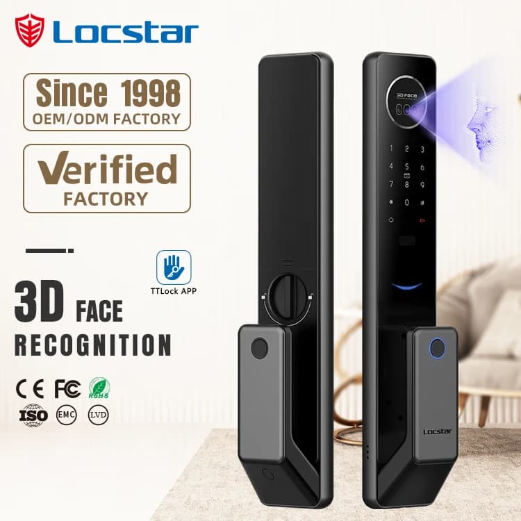 Locstar Factory All'ingrosso Porta Biometrica Sicura Cerradura Ttlock Smart Riconoscimento Facciale Completamente Automatico Serratura Intelligente con Catenaccio