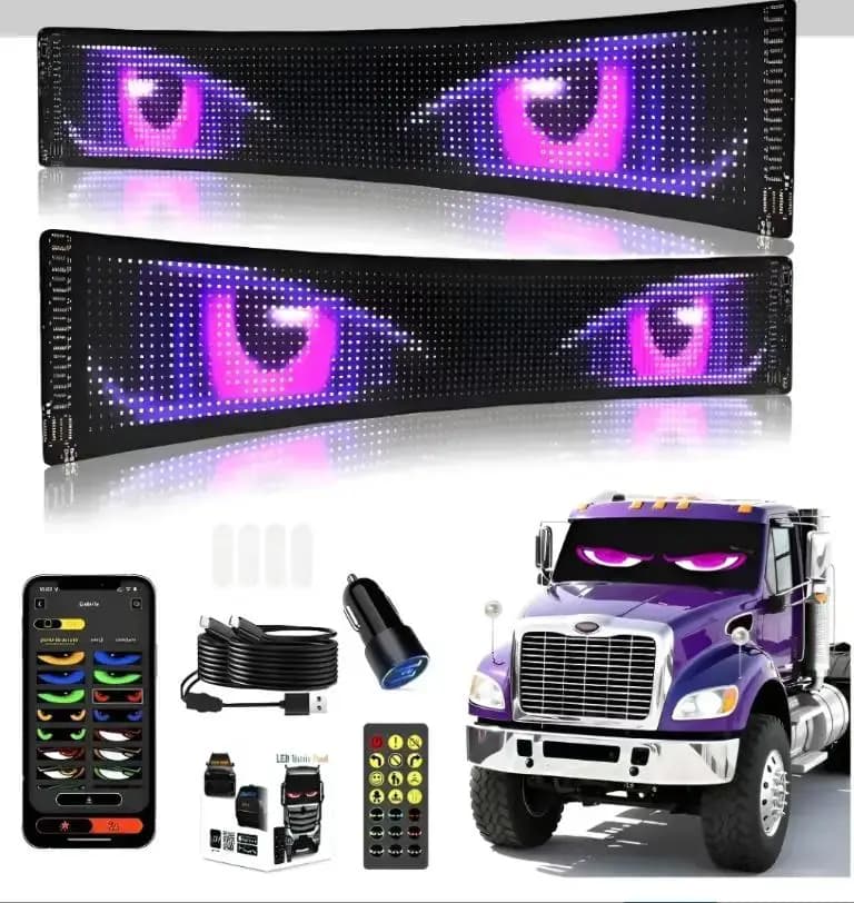 Display LED per Camion, Insegna Pubblicitaria Luminosa USB con Scorrimento, Controllo Remoto e App, Testo Personalizzato, Animazioni Programmabili
