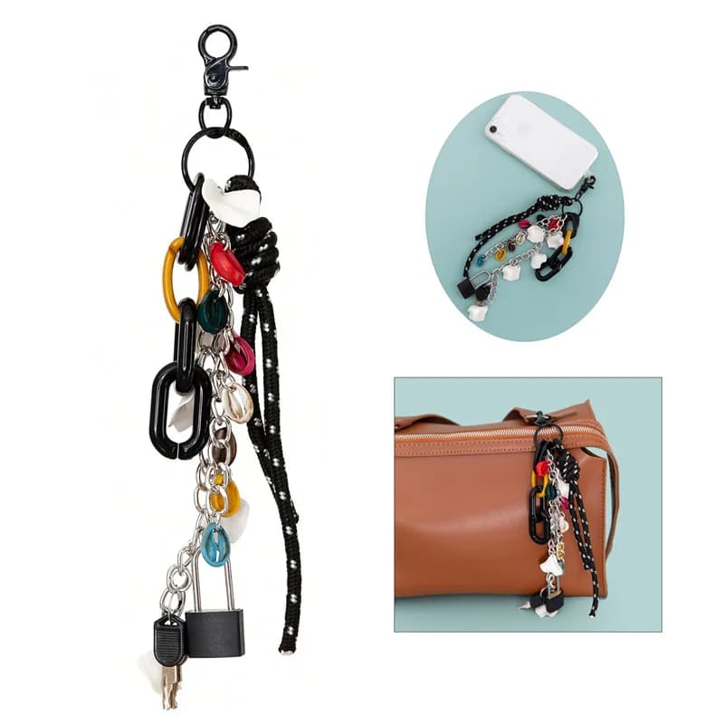 Portachiavi con ciondolo chiave con serratura creativa di moda Portachiavi colorato per borsa da donna Borsa con ciondolo Decorazione da appendere Portachiavi per auto