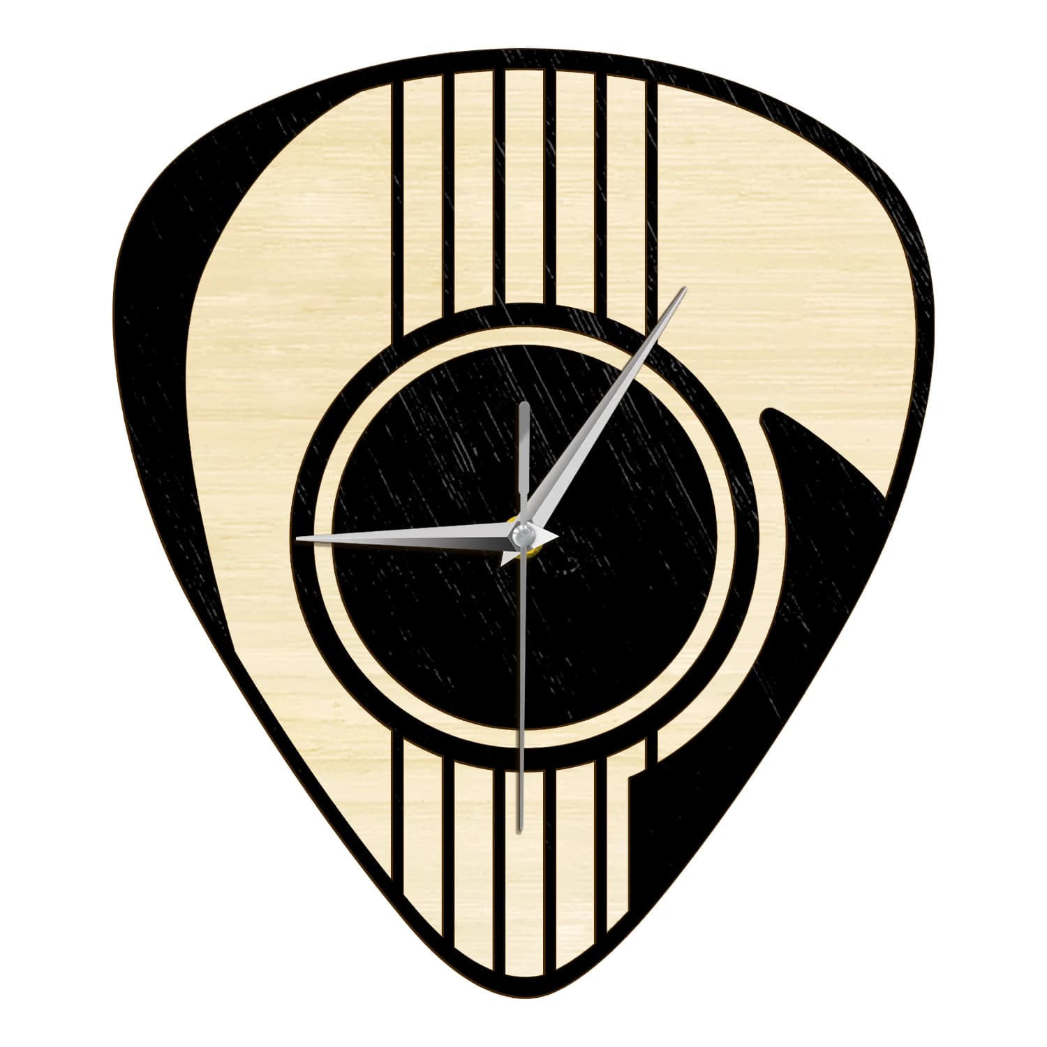 Guitar Pick Wooden Wall Clock Music Instrument Rustic Home Decor Timepieces Guitar Player Laser Engraved Dual Layers Wood clock