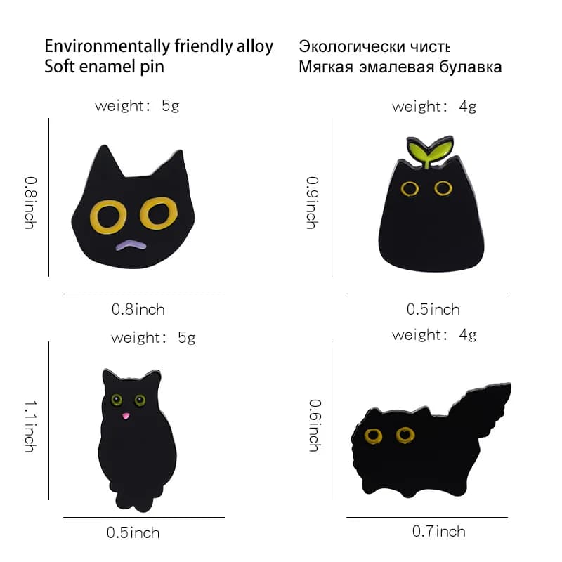 Brooch Cartoon Cute Black Cat Shape Paint Clothing Accessories Backpack Brooch Badge Lapel Pins New Alloy Animal
