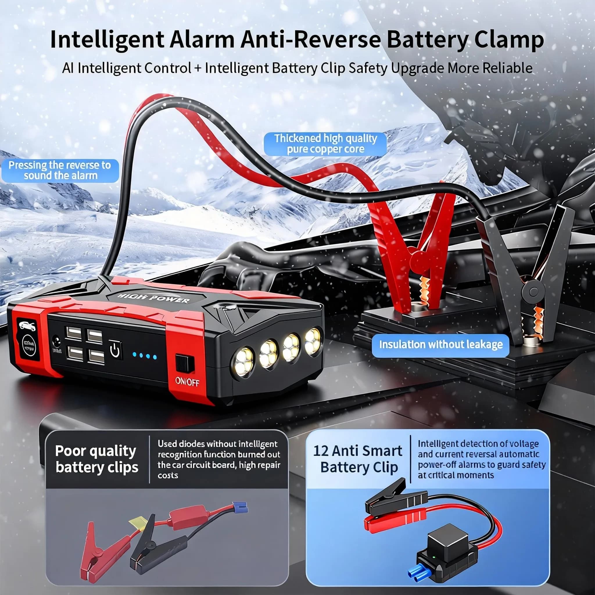 Avviatore di emergenza Batteria della banca di potere Caricatore portatile 99800mAh Avviatore di batteria per auto per linea diesel Gaso Vehicle12v Avviamento per auto 2000A