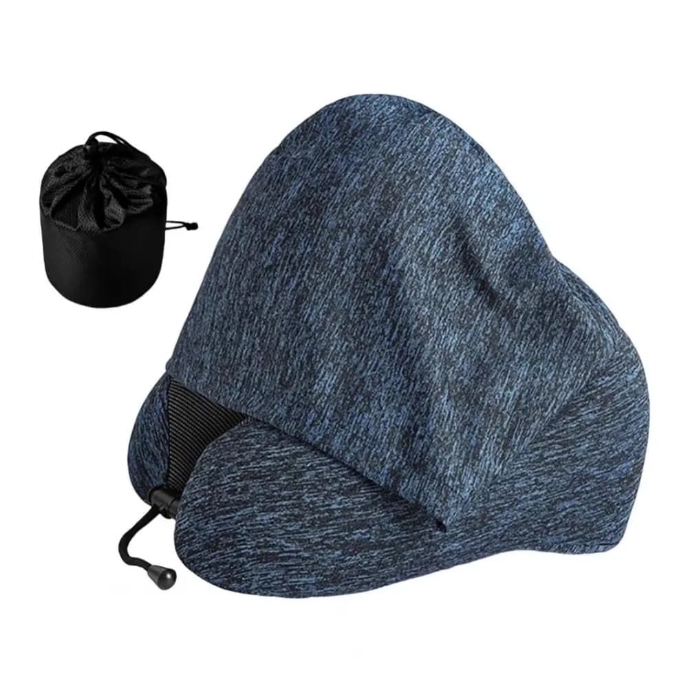 Cuscino da Viaggio Rimovibile con Fodera Lavabile, Cuscino con Cappuccio Regolabile, Supporto Morbido e Confortevole a Forma di U con Cappuccio