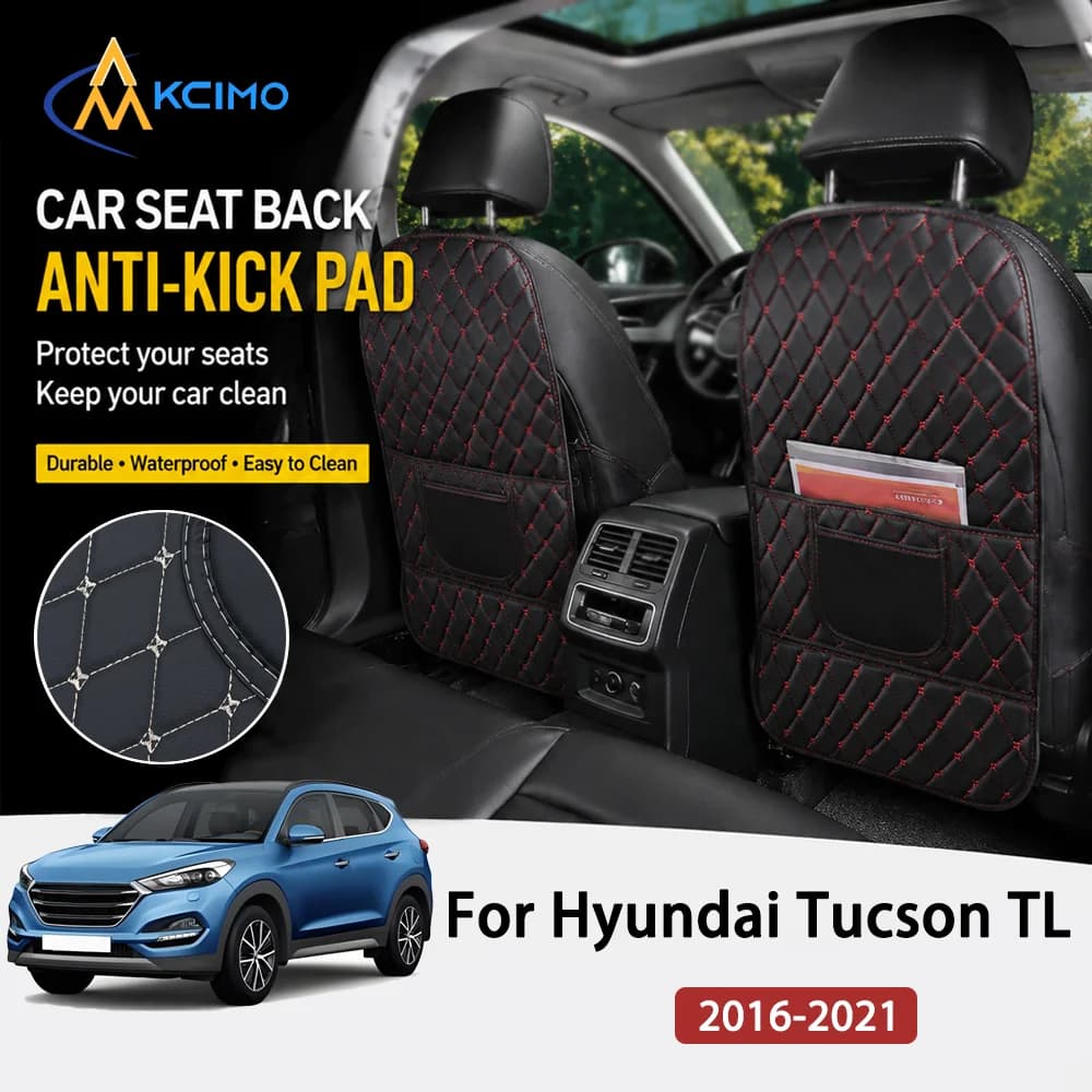 KCIMO Seat Anti Kick Pad for Hyundai Tucson TL 2016-2021 PU Leather Car Anti-Kick Mats Auto Seat Back Protector Cover Pads