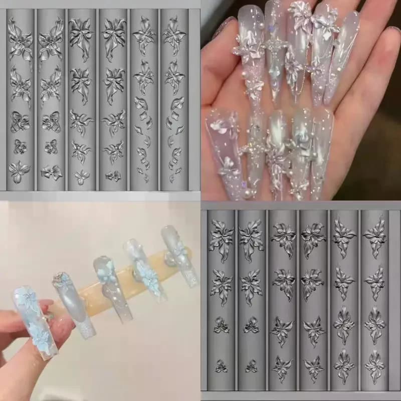 1/2PCS Crystal Ice Flower Nail Silicone Mold Cute Lily Clear 3D Gel Resin Epoxy Modeling Template No Stick Fine