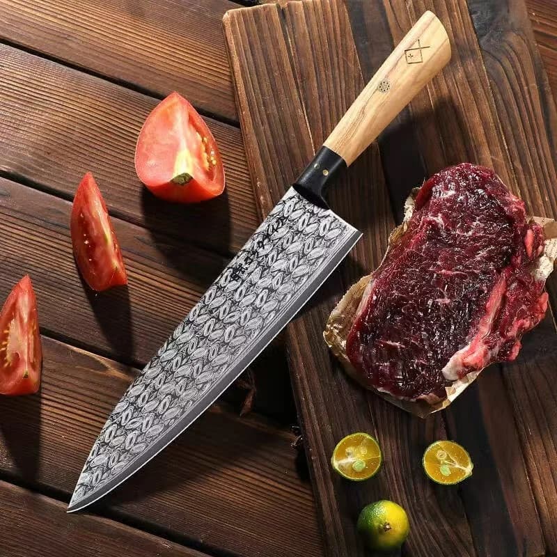 Coltello da chef professionale Coltello da cucina giapponese in acciaio inossidabile da 8 pollici affilato per tagliare la carne, salmone, sashimi, facas sushi