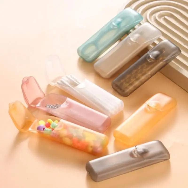 Scatola Portaoggetti Mini Trasparente Portatile per Viaggi, Cucina, Ristorante, per Stuzzicadenti e Bastoncini di Cotone
