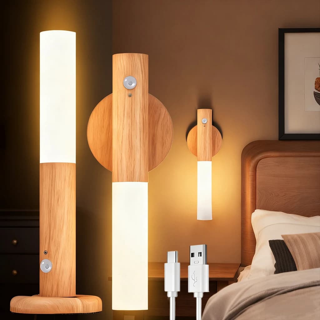 Lampada da parete per interni intelligente con sensore LED portatile, luce notturna, alimentazione USB, per soggiorno, scale, portico