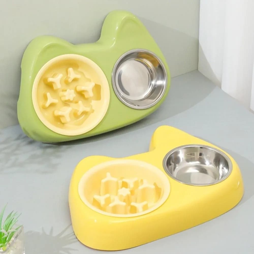 Ciotola 2-in-1 per Animali Domestici con Alimentazione Lenta, Doppia Ciotola Spessa Anti-Soffocamento, Base Antiscivolo, Ciotola Interattiva per Acqua e Cibo per Gatti e Cani