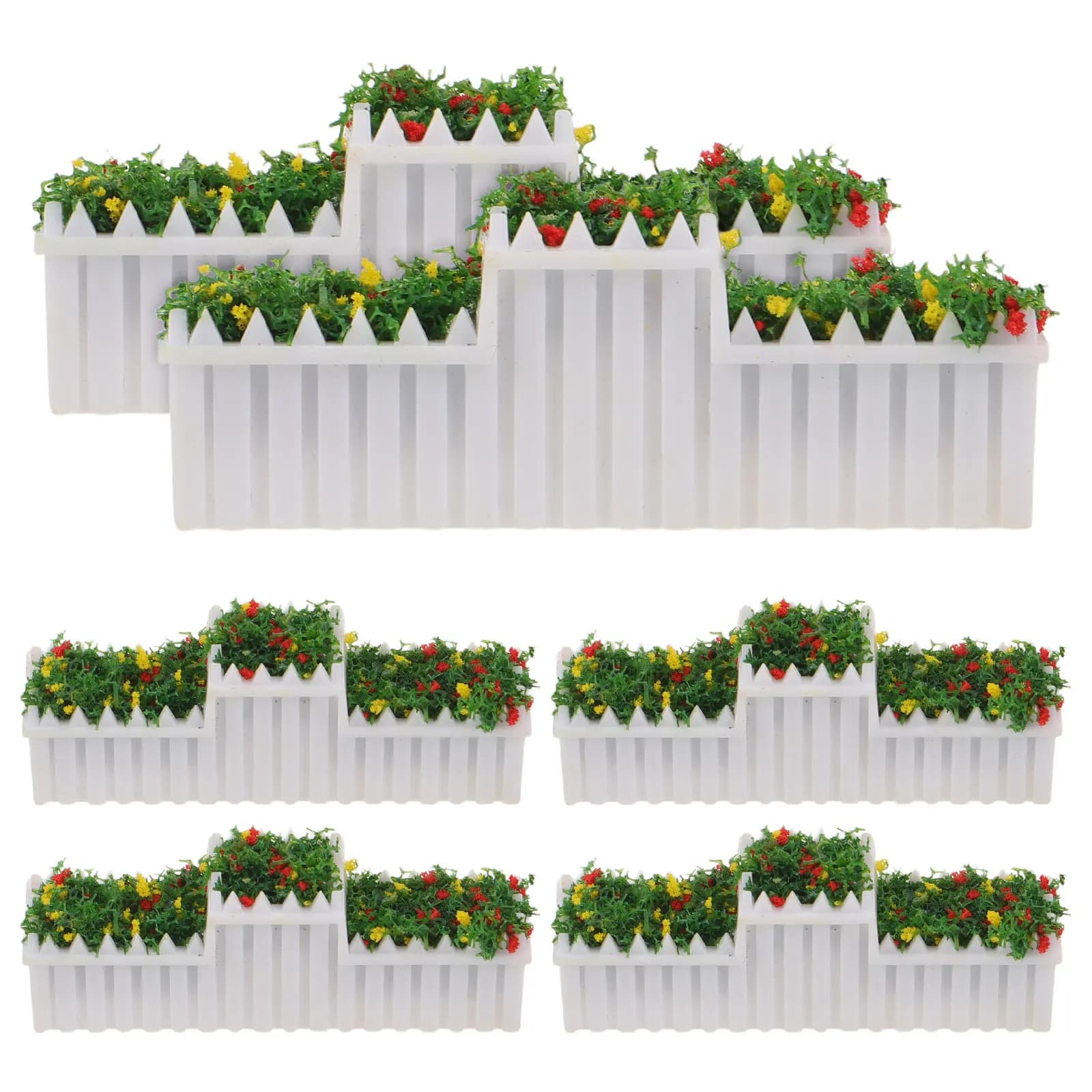 6pcs Miniature Flower Bed Diy Garden Street Landscaping Scenery For Accessories Potted Artificial Plants Mini