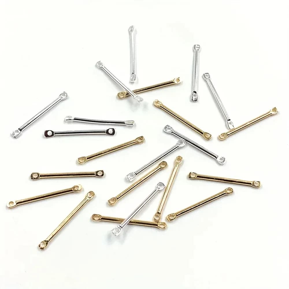 50 collegamenti a barra vuota per la creazione di gioielli: connettori metallici rettangolari in argento, oro e rodio (braccialetto, collegamenti per collane)