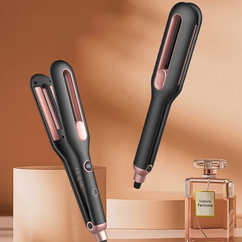 New Multi-Functional Dual-Use Ceramic Double Plate Hair Straightener & Household Curling Iron LED Display for Home Use