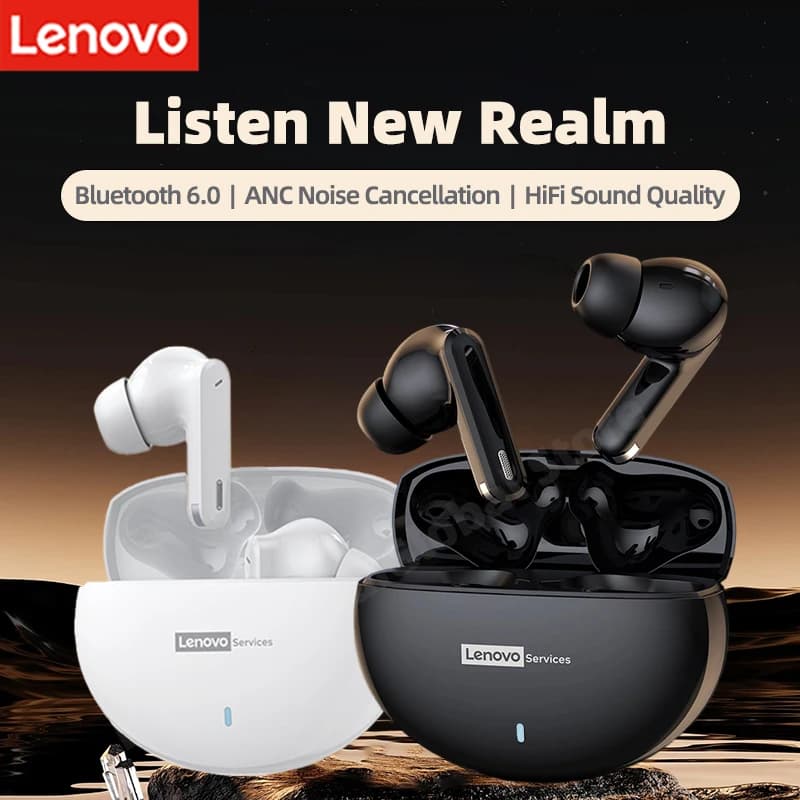 Cuffie Lenovo LE253 TWS Wireless Bluetooth 6.0 ANC con riduzione del rumore, auricolari HiFi, cuffie per giochi e sport con microfono.