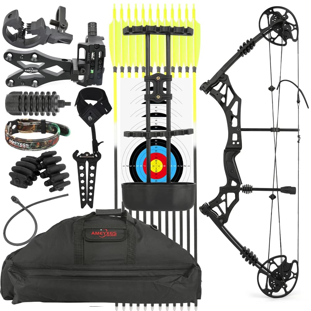 Archery Compound Bow Kit 30-60LBS Adjustable Draw Length 16-31" Let-off 80% 320 FPS Axle-axle 30 for Hunting Target Shooting Acc