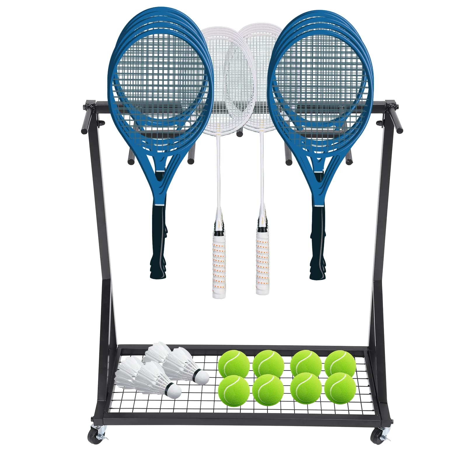 Tennis and Badminton Rack Display, Versatile Sports Equipment Organizer for School/Palestra/Addment