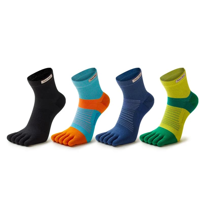 1 paio di calzini sportivi da uomo con punta divisa, primaverili, assorbenti del sudore, traspiranti, per maratona all'aperto, calzini da trekking