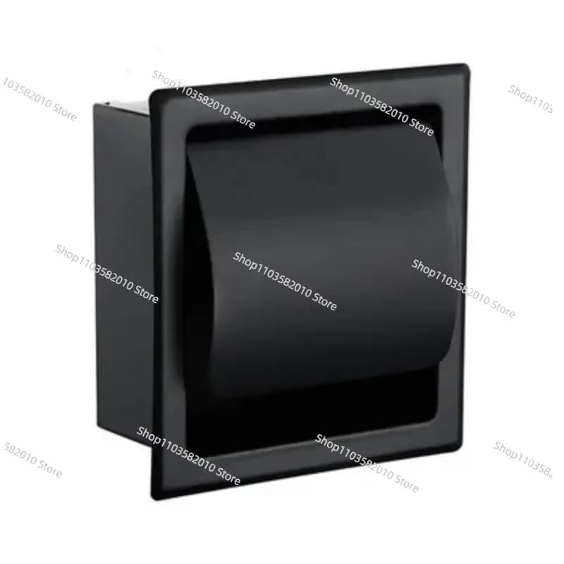Portarotolo Moderno Nero Opaco - Dispenser per Carta Igienica da Parete in Acciaio Inox 304, per Bagno e WC