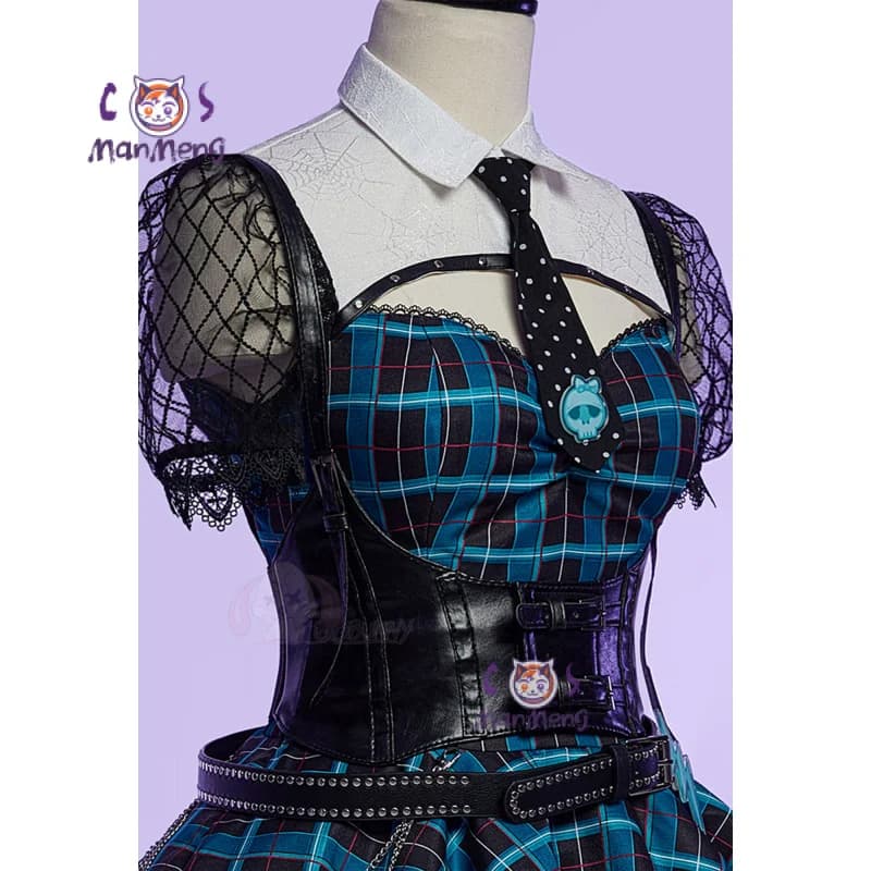 Monster Cos High Frankie Stein Cosplay Costume Women's Sexy Halloween Party Fantasy Uniform Dress Socks Socks Gothic New Set