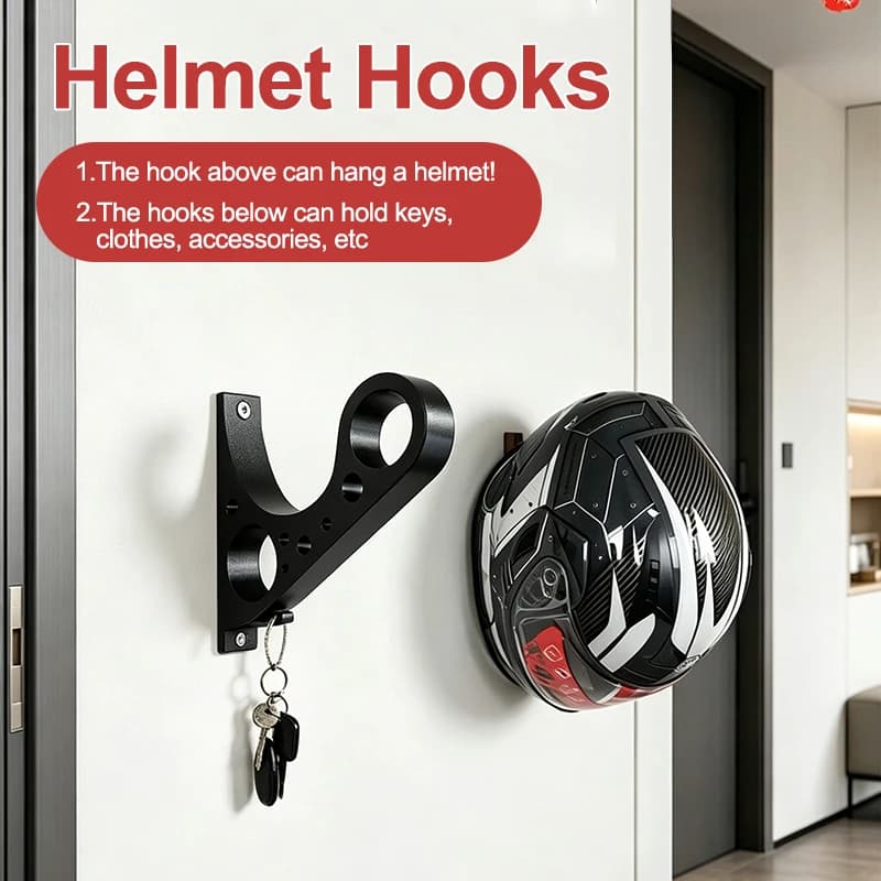 Wall Mount Motorcycle Helmet Holder Hook,Anti Scratch Rack For Full Face Helmet Garage Storage,Multi Purpose Key Display Bracket