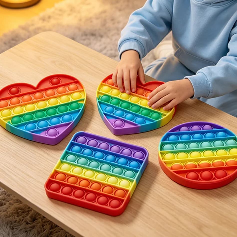 Giocattolo Antistress Pop It a Forma di Mela Gelato in Silicone, Giocattolo Sensoriale Push Bubble Arcobaleno, Regalo Antistress per Bambini e Adulti