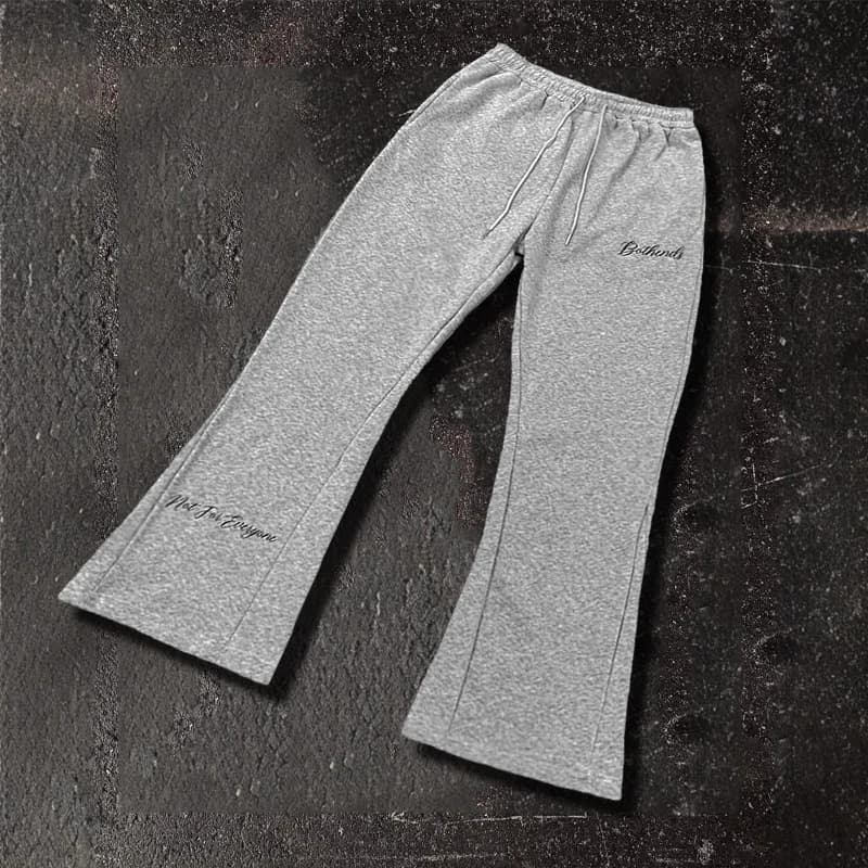 New micro horn pants embroidered with street letter, casual elastic trousers with belt tie, hip-hop waist pants retro men's