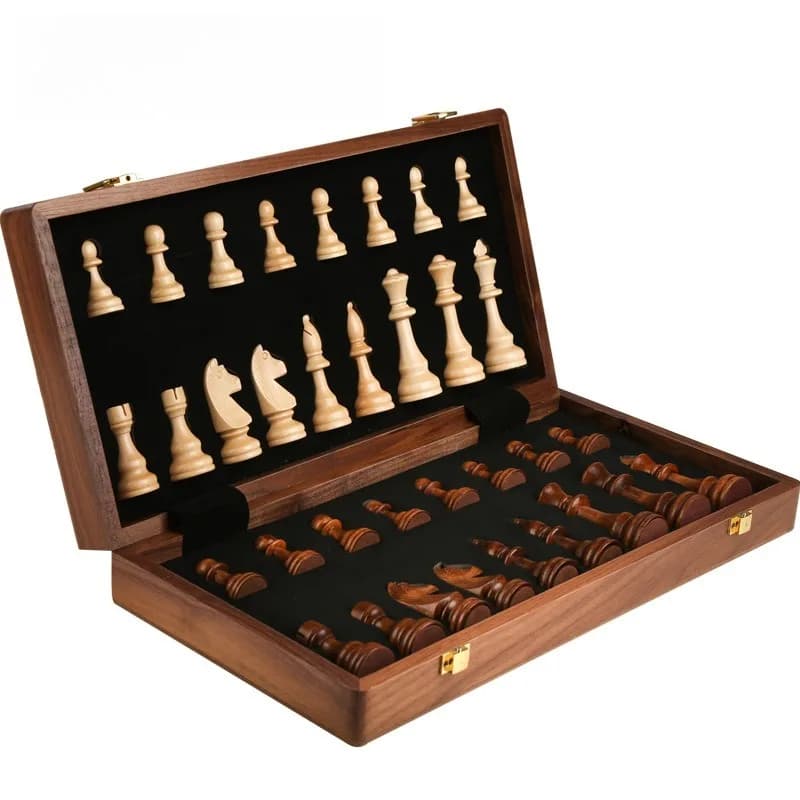 High-Quality Wooden Chess Set - Foldable Tournament Board Game for All Levels