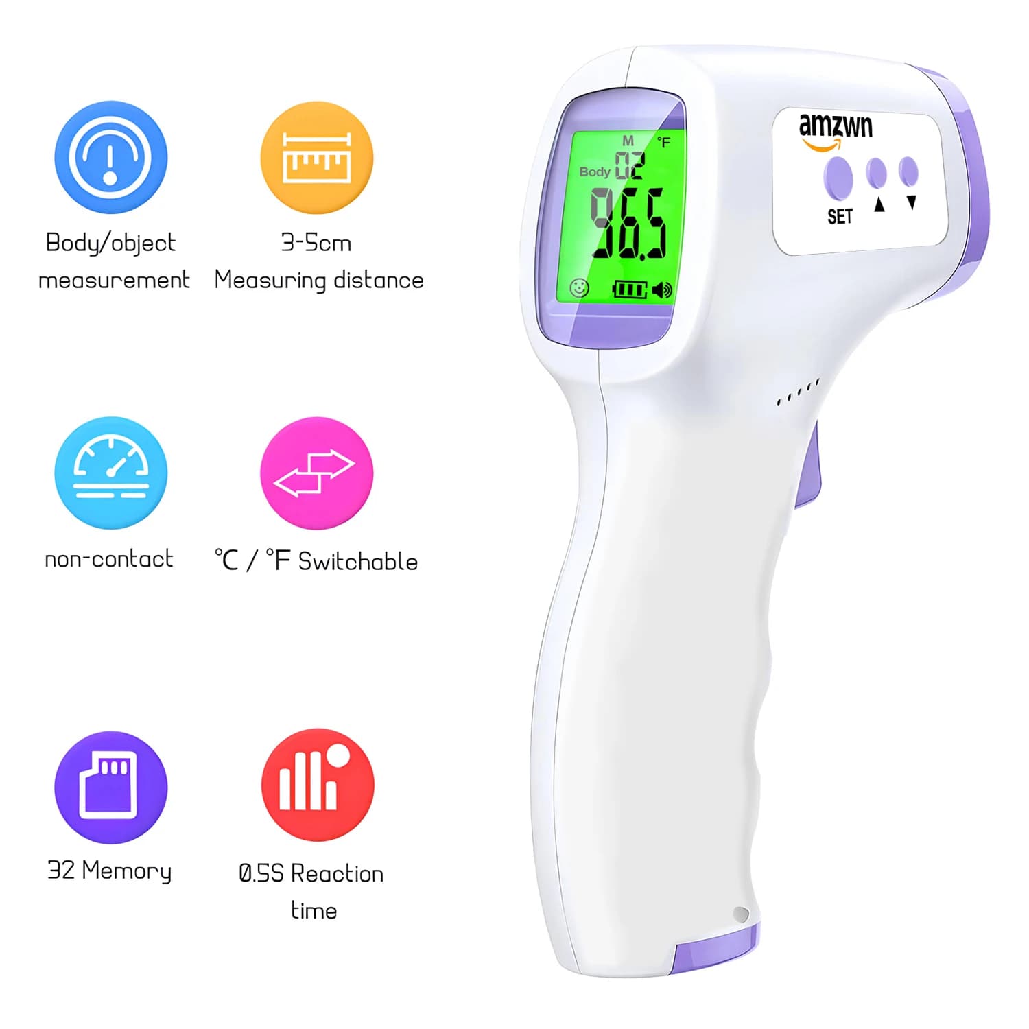 Termometro frontale digitale a infrarossi per neonati e adulti - Termometro per febbre clinica senza contatto, misuratore/ossimetro di temperatura medica