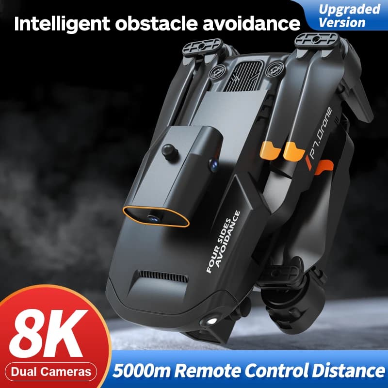 Drone P7 con Doppia Fotocamera 8K HD, Fotografia Aerea, Evitamento Ostacoli, Quadricottero RC, Veicolo Aereo Senza Pilota con 1 Batteria
