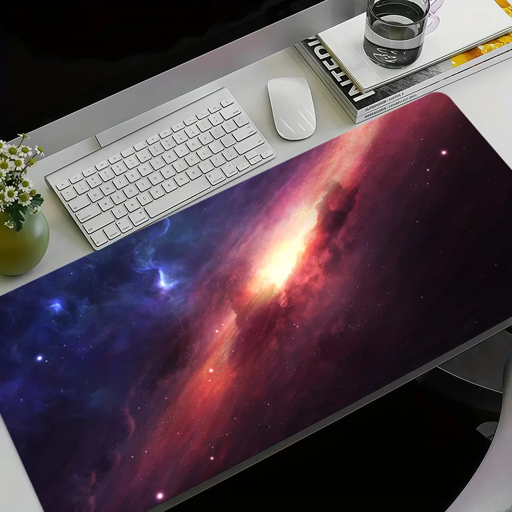 Tappetino per Mouse Spaziale Universo Galassia Nebulosa, Antiscivolo, Spesso, Grande, con Bordo Cucito, per Gaming, Ufficio e Studenti