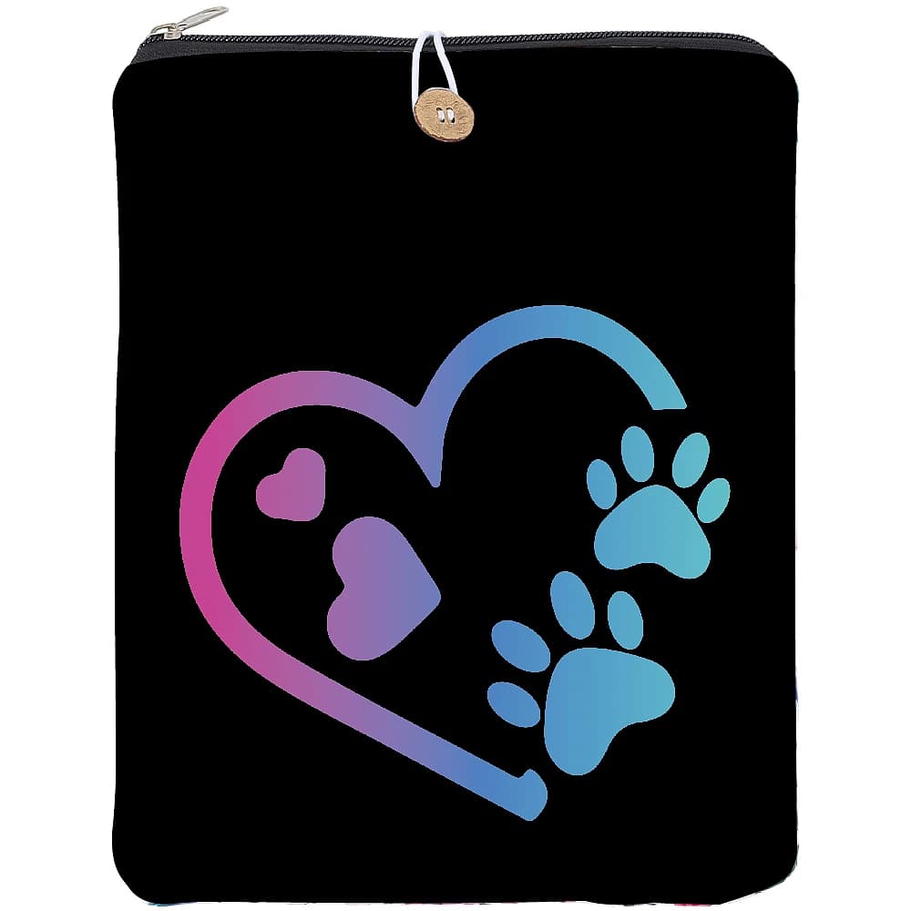 1pc Polyester Book Cover Notebook Wraps with Button Rectangle Paw Print 290x240mm