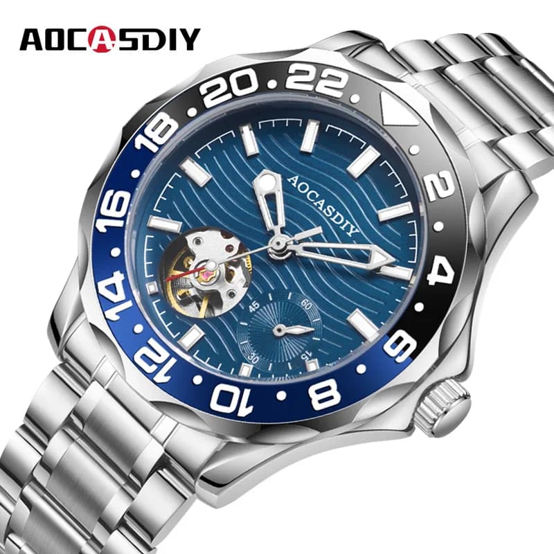 Orologio meccanico da uomo di alta gamma con quadrante classico Coca-Cola, luminoso, in acciaio inossidabile, per uomo, esplosione di vendite in live streaming