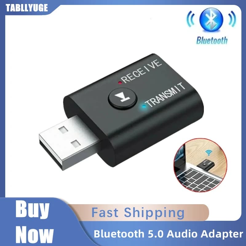 Ricevitore trasmettitore audio Bluetooth 5.0 Jack AUX da 3,5 mm RCA Dongle USB Adattatore wireless stereo per TV Kit per auto Altoparlante Cuffia