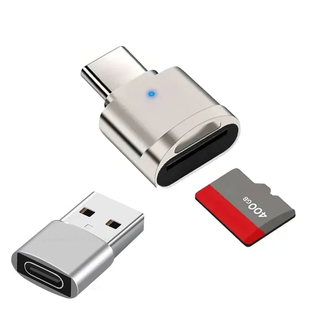 Lettore di schede TF tipo C con guscio in lega di zinco, lettore di schede SD con adattatore da USB C a USB, adatto per laptop, MacBook, Samsung Galaxy