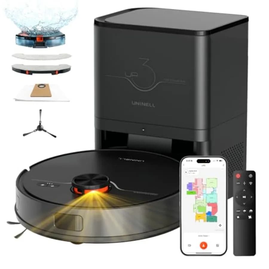 Robot Vacuum and Mop with Self-Emptying Station, 7000Pa Suction for Pet Hair on Carpets, LiDAR Navigation Creates No-Go Zones,