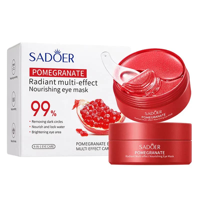 60 pz SADOER Rosso Melograno Collagene Maschera per gli occhi Rassodante Anti Cerchi scuri Rimuovere gli occhi Borsa Idratante Patch per gli occhi Occhi Cura della pelle