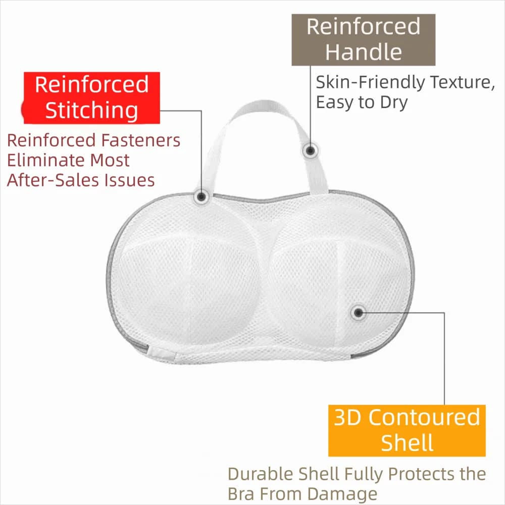Zippered Closure Bra Laundry Bag Polyester Anti-Deformation Underwear Washing Bag Internal Support Frame Thickened Bra Mesh Bag