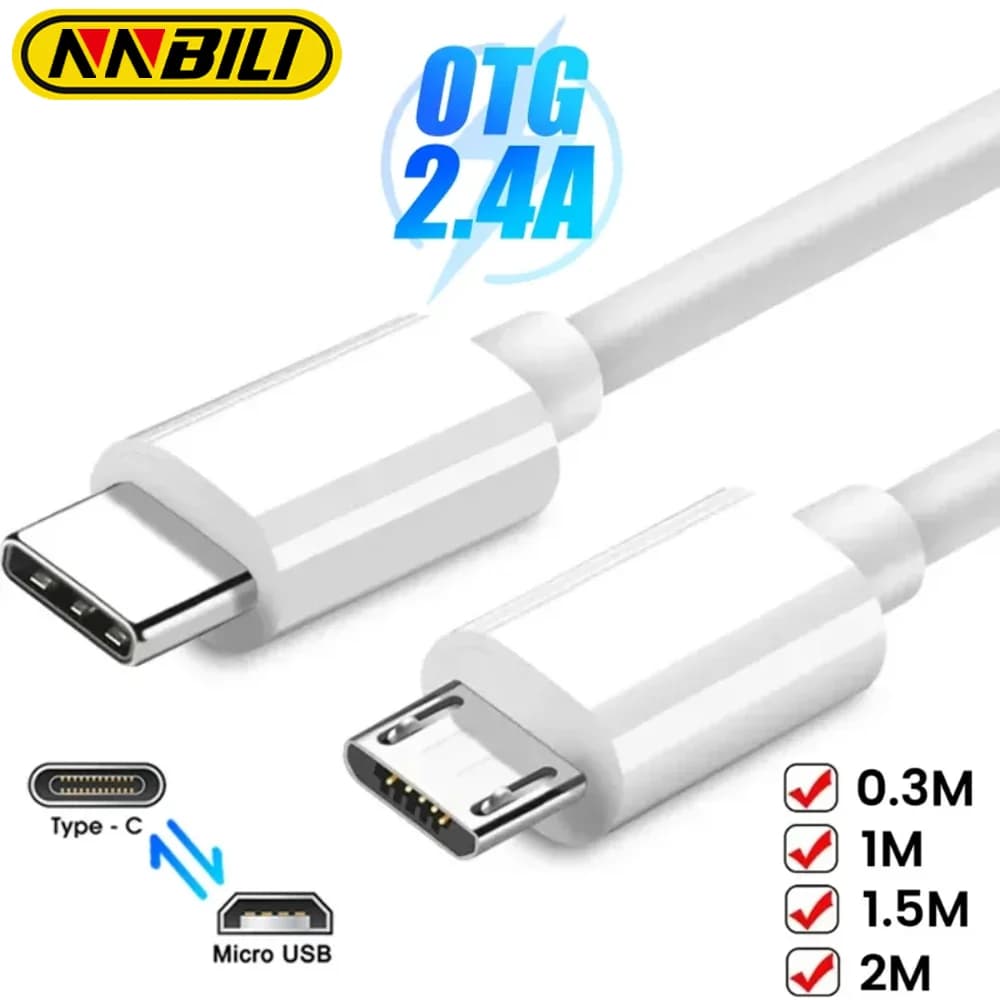 NNBILI USB Tipo C a Micro 5 V/2.4A Ricarica rapida 480 Mbps Trasferimento dati Cavo adattatore OTG per Samsung Xiaomi Huawei MacBook Pro
