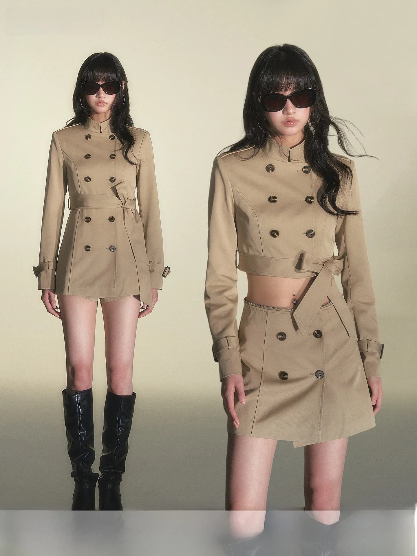 HiimDai Giacca a Vento Classica da Donna Elegante e Versatile con Cintura e Doppio Petto, Ideale per il Pendolarismo