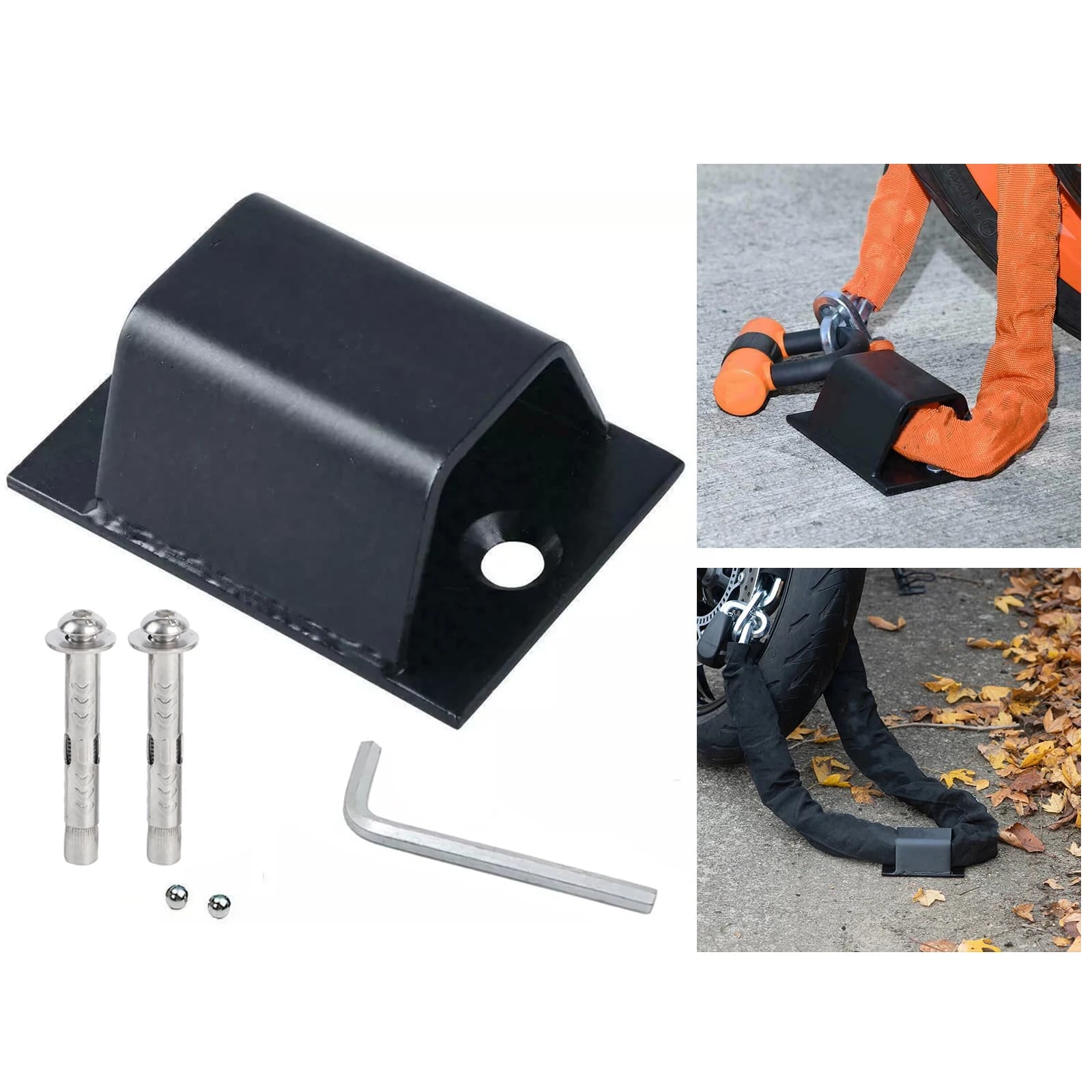 1set Heavy Duty Motorbike Motorcycle Floor Ground Anchor Wall Anchor Anti Theft Chain Lock Point Locking System Motorcycl Chains