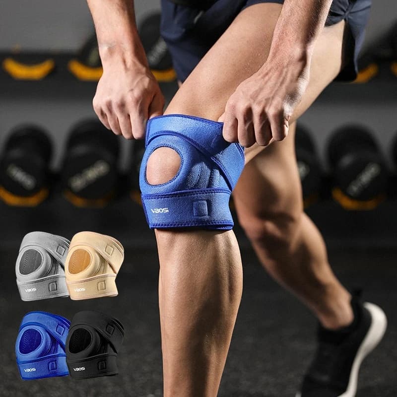 Supporto per Ginocchio da Esterno per Basket e Ciclismo - Traspirante, Ammortizzante, Compressivo, Supporto per Rotula