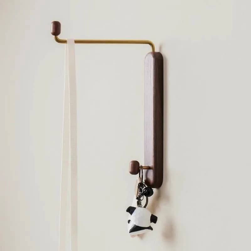 Solid Wood Clothes Hangers Space Saving Hook Mount Storage Rack Walnut Mini Garment Hook Drill Free Wall Clothes Storage Tool