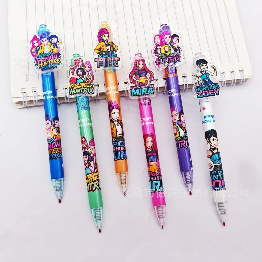 Penna gel nera K-pop Demon Hunter Girl Group, adesivo acrilico creativo a forma di cartone animato, articoli di cancelleria per studenti