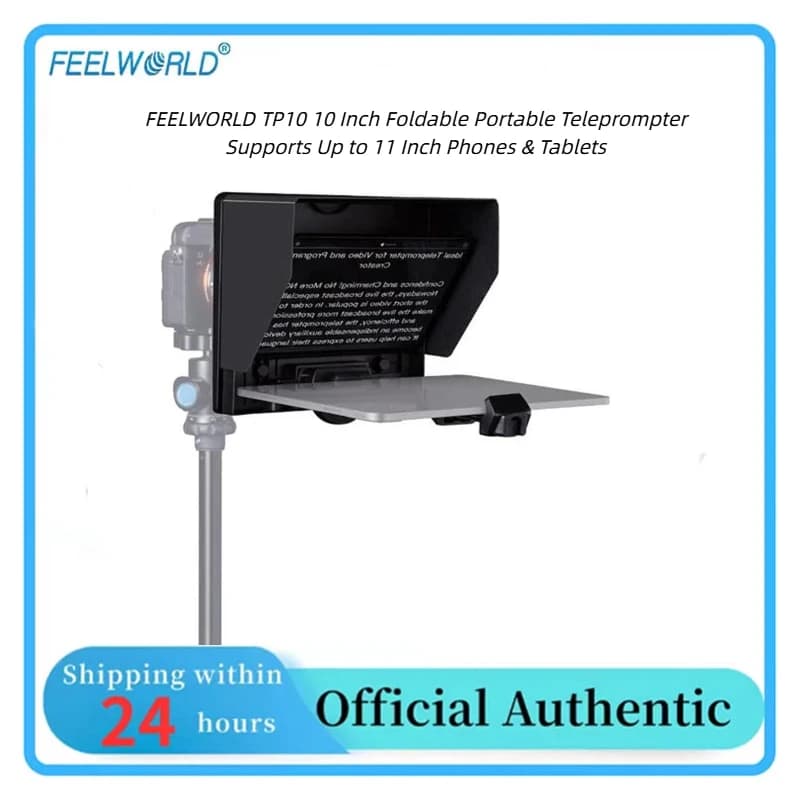 FEELWORLD TP10 Foldable Teleprompter Beam Split Glass 1/4 Screw Mount Horizontal Vertical Shooting For Vlogger Interview Live